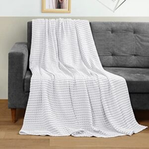 Utopia Bedding Cotton Waffle Blanket 300 GSM (White - 90x90 Inches) Soft Lightweight Breathable Bed Blanket Queen Size Layering Any Bed for All Season