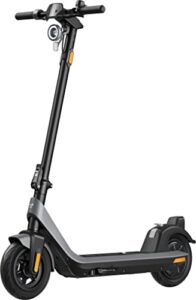 niu kqi2 electric scooter for adults - 300w power, upto 25 miles long range, max speed 17.4mph, 10'' tubeless tires, dual brakes, portable folding commuting e scooter, ul certified - gray