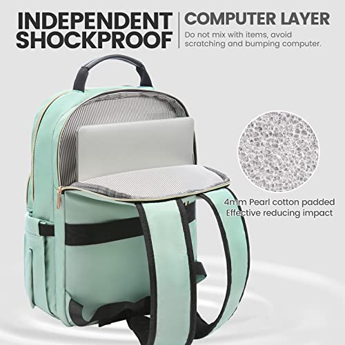 LOVEVOOK Laptop Backpack for Women 15.6 inch,Cute Womens Travel Backpack Purse,Professional Laptop Computer Bag,Waterproof Work Business College Teacher Bags Carry on Backpack with USB Port,Mint Green