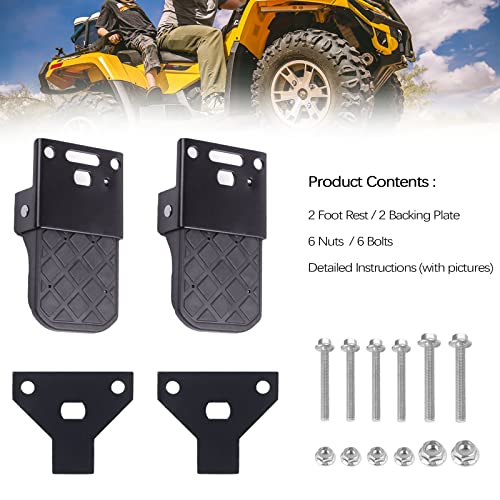 Xislet Pairs ATV Foot Rests for Four Wheeler Rear Passenger Foot Peg Universal Compatible with ATV Such as Polaris Sportsman Scrambler Made of Metal and Non-Slip Tread