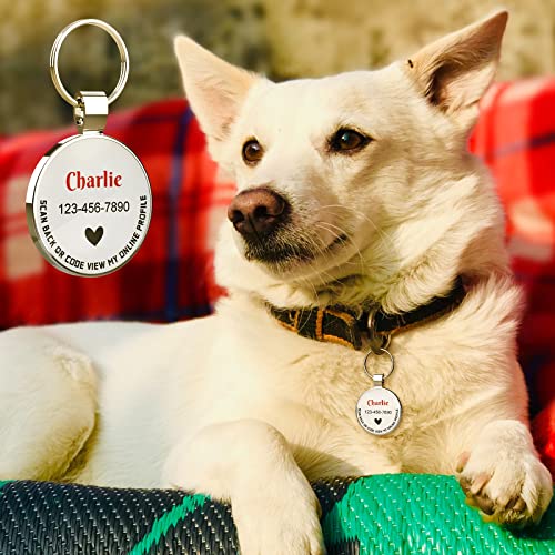 MYLUCKYTAG Personalized Pet ID Tags Dog Tags - QR Code ID Tags - Pet Online Profile - Send Pet Location Alert Email When Scanning