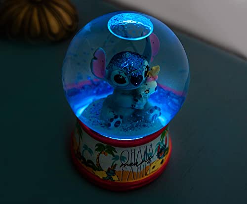 Disney Lilo & Stitch Ohana Light-Up Snow Globe with Swirling Glitter Display Decoration | Home Decor for Kids Room Essentials | Precious Keepsake, Cute Novelty Gifts and Collectibles | 6 Inches Tall