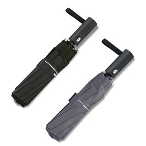 sy compact 2 packs travel umbrella automatic windproof folding compact umbrellas (black + grey)