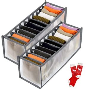 toovren sock organizer 2 pack, sock drawer organizer, sock drawer organizer divider, cabinet closet organizers and storage, mesh foldable compartment boxes for storing socks, underwear, ties, panties