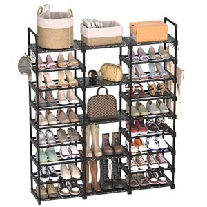 timebal shoe rack storage organizer shoe shelf organizer for entryway (9 tiers 3 rows, black)