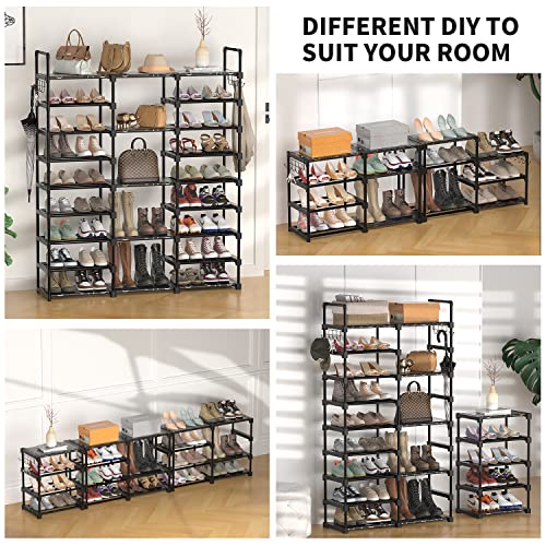 TIMEBAL Shoe Rack Storage Organizer Shoe Shelf Organizer for Entryway (9 Tiers 3 Rows, Black)