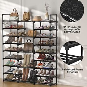 TIMEBAL Shoe Rack Storage Organizer Shoe Shelf Organizer for Entryway (9 Tiers 3 Rows, Black)