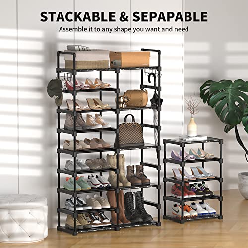 TIMEBAL Shoe Rack Storage Organizer Shoe Shelf Organizer for Entryway (9 Tiers 3 Rows, Black)