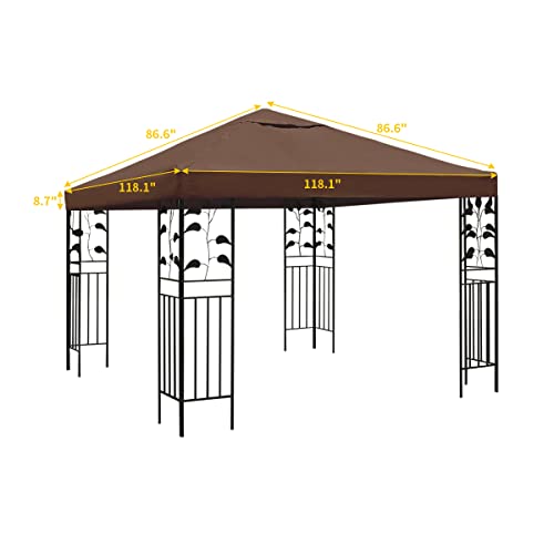 LooDro Canopy Replacement Top Cover Polyester Cloth Single/Double Tier Patio Grill Gazebo Pop Up Tent Roof Replacement Top Outdoor Gazebo Tent Shelter with Air Vent for 10'X10'