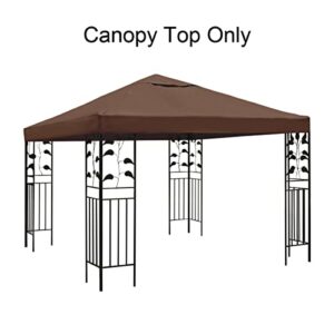 LooDro Canopy Replacement Top Cover Polyester Cloth Single/Double Tier Patio Grill Gazebo Pop Up Tent Roof Replacement Top Outdoor Gazebo Tent Shelter with Air Vent for 10'X10'