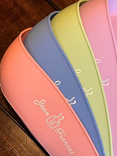 Jean Frances | Silicone Baby Bibs Set Of 2, BPA Free Waterproof Soft Durable Adjustable Silicone Bibs for Infants & Toddlers (Pink/Purple)