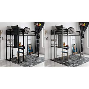 dhp abode twin size metal loft bed, black & abode twin size metal loft bed, silver