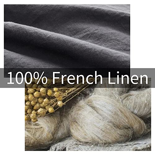 ATLINIA Bedding Duvet Cover Set Linen - 100% French Flax Washed Bed Sets Farmhouse Comforter Cover Set (1 Duvet Cover and 2 Pillow Shams) King Size Dark Grey