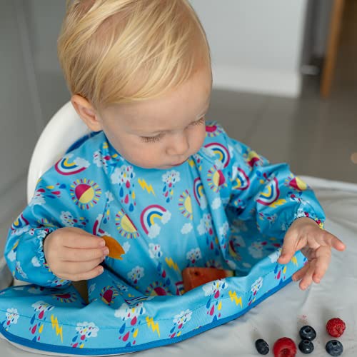 Tidy Tot Bib Pack 2 for Bib & Tray Kit. Unisex. One Size fits 6 Months - 2 Years. Waterproof. Adjustable Fit. Long Sleeved