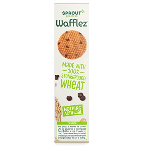 CoComelon Sprout Organic Baby Food Toddler Snacks, Oatmeal Chocolate Chip Wafflez, 50 Single Serve Waffles