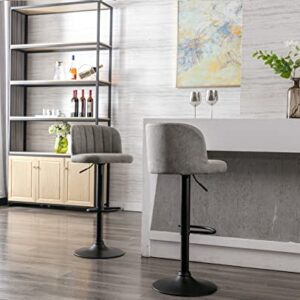 Janoray Counter Height Bar Stools Set of 2 Swivel Adjustable Farmhouse Bar Chairs with Back for Kitchen Counter Island Home Pub, Fabric Grey