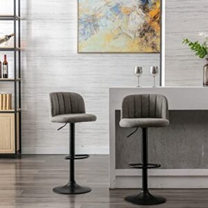 Janoray Counter Height Bar Stools Set of 2 Swivel Adjustable Farmhouse Bar Chairs with Back for Kitchen Counter Island Home Pub, Fabric Grey