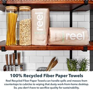 Reel Premium Recycled Paper Towels- 12 Rolls, 2-Ply Made From Tree-Free, 100% Recycled Paper - Eco-Friendly, Hypoallergenic and Zero Plastic Packaging