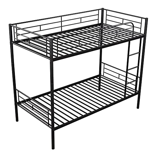 Bunk Bed,Twin Over Twin Metal Bunk Bed,Metal Bunk Bed Twin with Ladder and Safety Rail,Space-Saving, Noise Free, No Box Spring Needed
