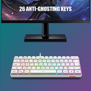 RedThunder 60% Mini Gaming Keyboard and Mouse Combo, Lightweight, Ultra-Compact 61 Keys RGB Backlit,7200 DPI Honeycomb Optical Mouse, Wired Gaming Set for PC MAC PS5 Xbox Gamer(White)