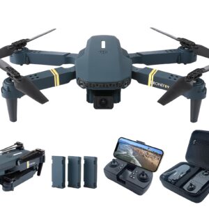 Super Endurance Foldable Drone with Camera for Beginners– 60+ min Flight Time, WiFi FPV Quadcopter with 120°Wide-Angle 1080P HD Camera, Optical Flow Positioning, Follow Me, Dual Cameras(3 Batteries)