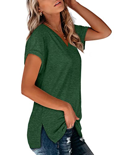 St Patricks Day Shirt Women Summer V Neck Loose Fitting Tunic Tops for Leggings Green L