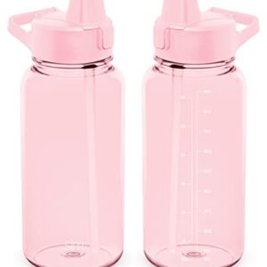 Simple Modern 32oz Water Bottle with Silicone Straw Lid & Motivational Measurement Markers | Reusable BPA-Free Tritan Plastic Lightweight Sports Bottles for Gym | Summit Collection | Blush