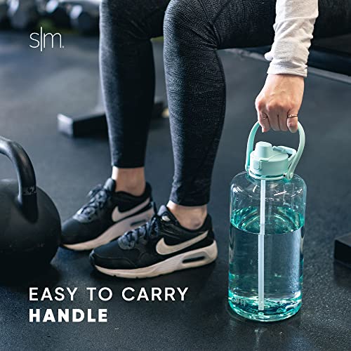 Simple Modern Half Gallon 64 oz Water Bottle with Push Button Silicone Straw Lid & Motivational Measurement Marker | Large Reusable Tritan Plastic Water Jug | Summit Collection | Blush