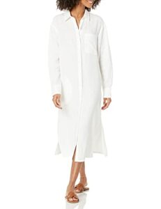 the drop women's fiona relaxed linen midi shirt dress, white, s