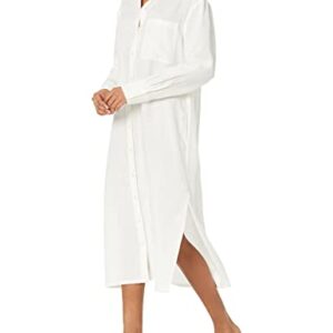 The Drop Women's Fiona Relaxed Linen Midi Shirt Dress, White, S