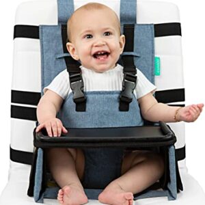 Portable High Chair for Travel with Exclusive Compact Tray - High Chair Seat Safely Attaches to Most Chairs - Toddler & Baby Essential - Baby Travel Accessories