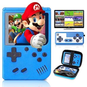 tlsdosp handheld game console, portable retro video game console 500 classic fc games, large battery capacity of 1020mah, support rechargeable and connect to tv for two people to play together (blue)