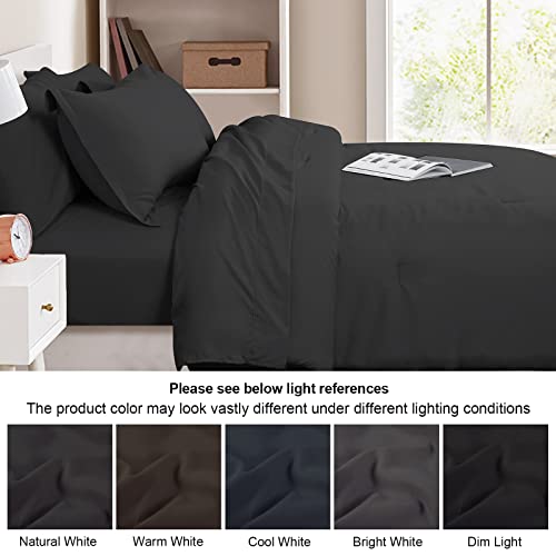 PHF Ultra Soft Comforter Sets Queen-7 Pieces Bed in A Bag Comforter & Sheet Set All Season-Comfy Lightweight Bedding Set Comforter, Sheets, Pillowcases & Shams, Black