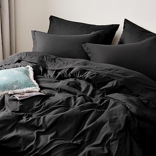 PHF Ultra Soft Comforter Sets Queen-7 Pieces Bed in A Bag Comforter & Sheet Set All Season-Comfy Lightweight Bedding Set Comforter, Sheets, Pillowcases & Shams, Black