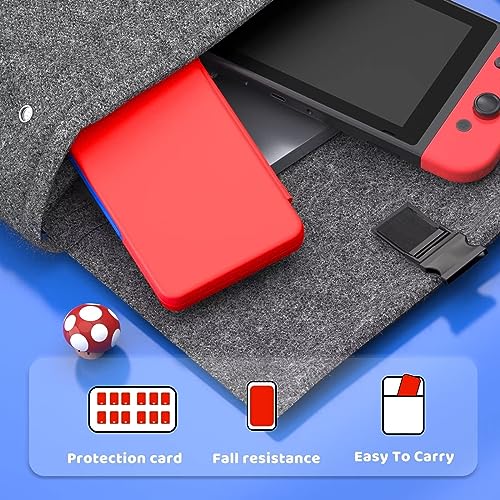 CYKOARMOR Switch Game Case Holder for Nintendo Switch/OLED/Lite Game Card, Switch Game Holder with 24 Game Slots & 24 Micro SD Card Slots, Switch Game Card Case Compact Switch Cartridge Case Red Blue