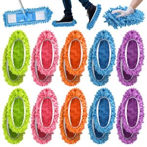 20pcs mop slippers shoes cover mop slippers for floor cleaning mop socks soft washable reusable microfiber foot socks floor dust dirt hair cleaner for bathroom office kitchen house polishing cleaning