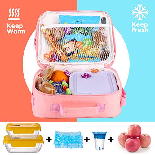 Wsslon Girls Pop Lunch Box,Kids School Insulated Lunch Bag,Back to School Lunch Large Tote Bag for School Office,Leakproof Cooler Lunch Box with Adjustable Shoulder Strap Reusable Lunch Box Girls