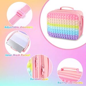Wsslon Girls Pop Lunch Box,Kids School Insulated Lunch Bag,Back to School Lunch Large Tote Bag for School Office,Leakproof Cooler Lunch Box with Adjustable Shoulder Strap Reusable Lunch Box Girls