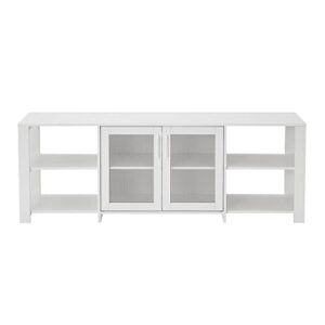 Panana 2Doors TV Stand Television Stands Cabinet with 8 Cubby Storage Cabinets for Living Room Bedroom for TVs up to 70 Inches (White)