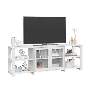 Panana 2Doors TV Stand Television Stands Cabinet with 8 Cubby Storage Cabinets for Living Room Bedroom for TVs up to 70 Inches (White)