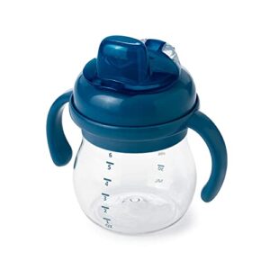 OXO Tot Transitions Soft Spout Sippy Cup with Removable Handles, Navy, 6 Ounce (2 Pack)