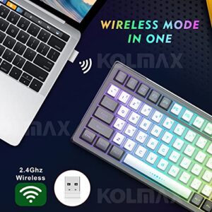 KOLMAX GK98 Wireless Gaming Keyboard,2.4G Rechargeable RGB Gaming Keyboard,RGB Backlit Ergonomic 98 Keys Mechanical Feeling Keyboard for Windows Mac PC Xbox PS4 Gamers(GreyWhite)