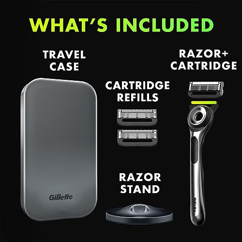 Gillette Labs with Exfoliating Bar by Gillette Mens Razor and Travel Case, Shaving Kit for Men, Storage on the Go, Includes Travel Case, 1 Handle, 3 Razor Blade Refills, and Premium Magnetic Stand