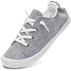 benpao womens canvas slip on shoes white black fashion sneakers loafers shoes for women(grey, us11)
