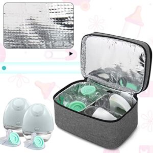 BAFASO Breast Pump Bag Compatible with Willow and Elvie Breast Pump or Momcozy S12 Pro, Carrying Case for Wearable Breast Pump and Extra Parts, Gray