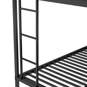 Harper & Bright Designs Bunk Bed with Trundle, Metal Bed Frame with Ladder, Safety Sturdy Guardrail for Kids, Teen, No Box Spring Needed (Twin Over Full,Black)