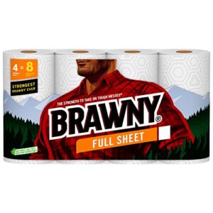 brawny® full sheet paper towels, 4 double rolls = 8 regular rolls