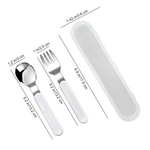 VANRA 2-Piece Children Fork And Spoon Set 18/10 Stainless Steel Child Flatware Set Kids Utensils Set with Case for Lunch Box