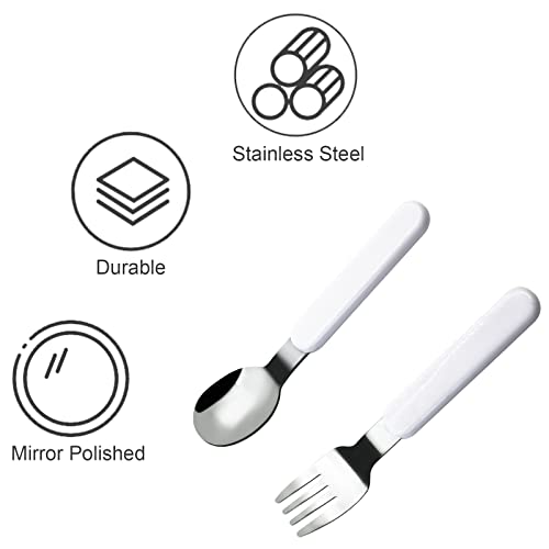 VANRA 2-Piece Children Fork And Spoon Set 18/10 Stainless Steel Child Flatware Set Kids Utensils Set with Case for Lunch Box