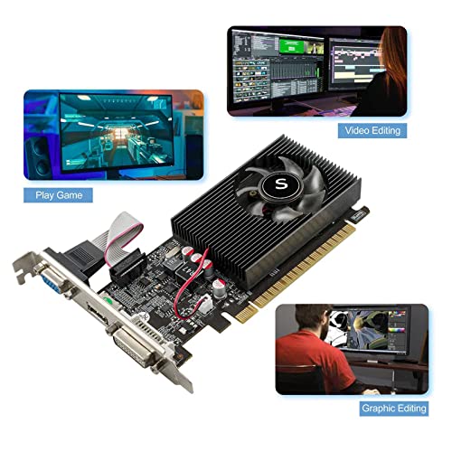 SAPLOS GT 730 4GB DDR3 128-bit, Low Profile Graphics Card, HDMI, DVI, VGA, PC Video Card, Computer GPU for Working, Low Power, PCI Express x16, 2K Support, Fermi, DirectX 11